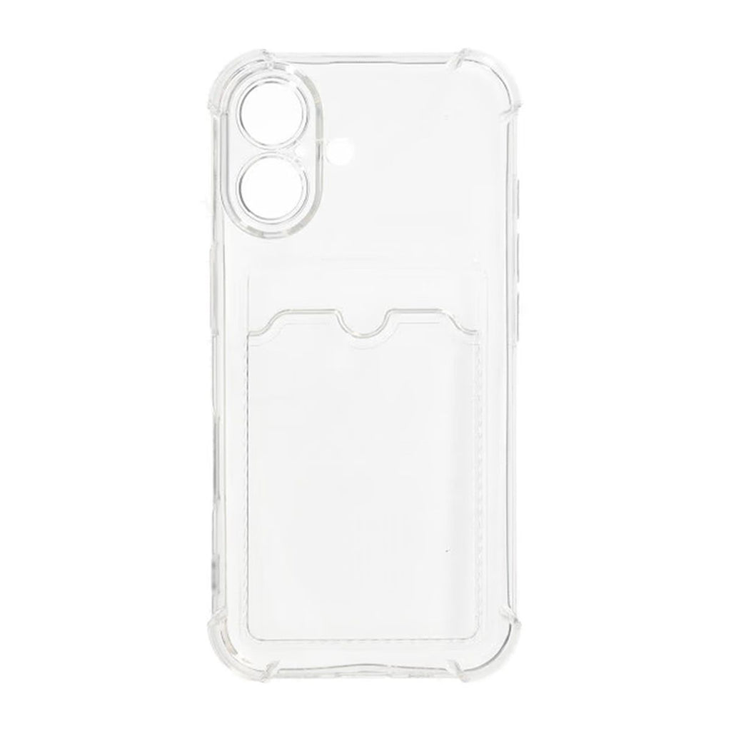 iPhone 16 Plus TPU Skal med Korthållare – Transparent