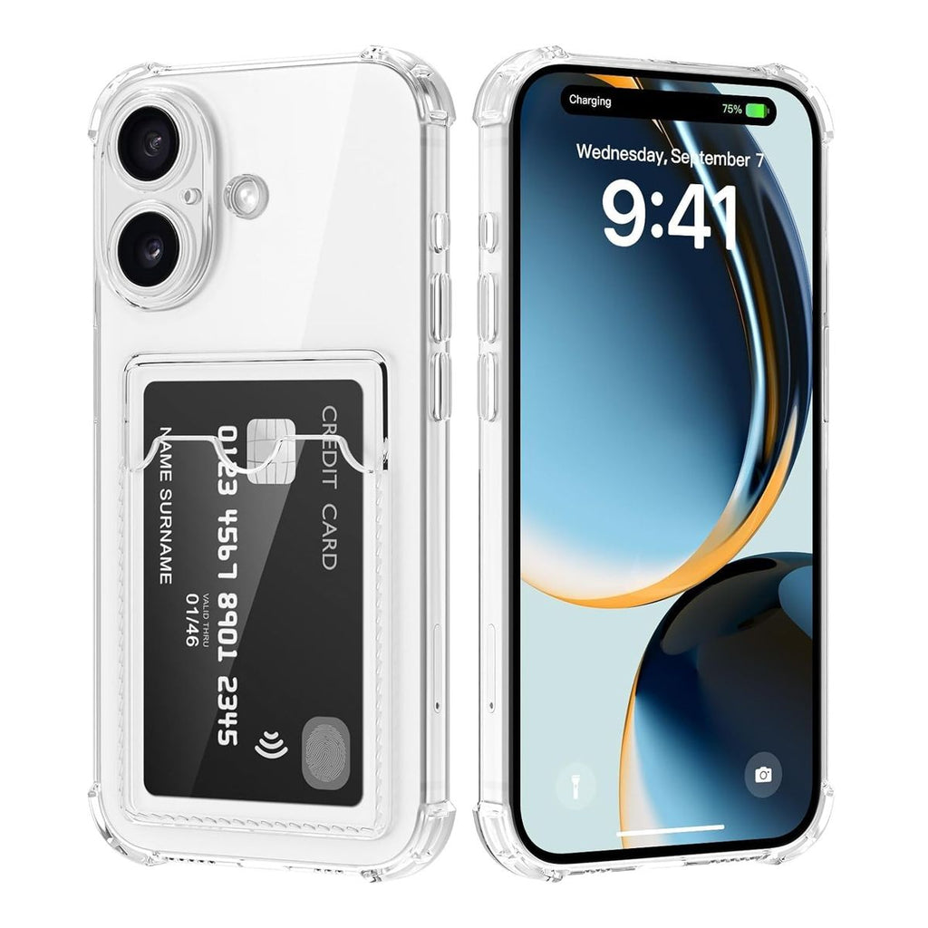 iPhone 17 TPU Skal med Korthållare – Transparent