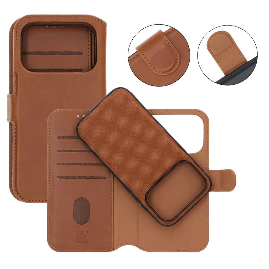 iPhone 17 Pro Max Plånboksfodral – Brun