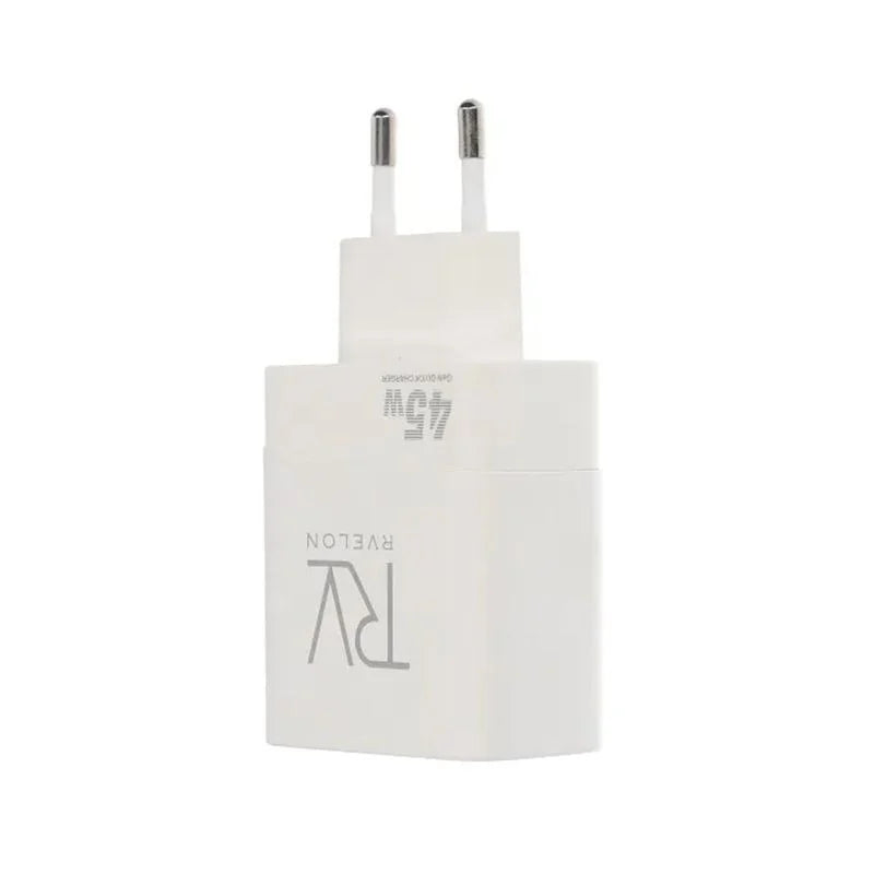 Rvelon 45W GaN Väggladdare USB-C x2 – Vit
