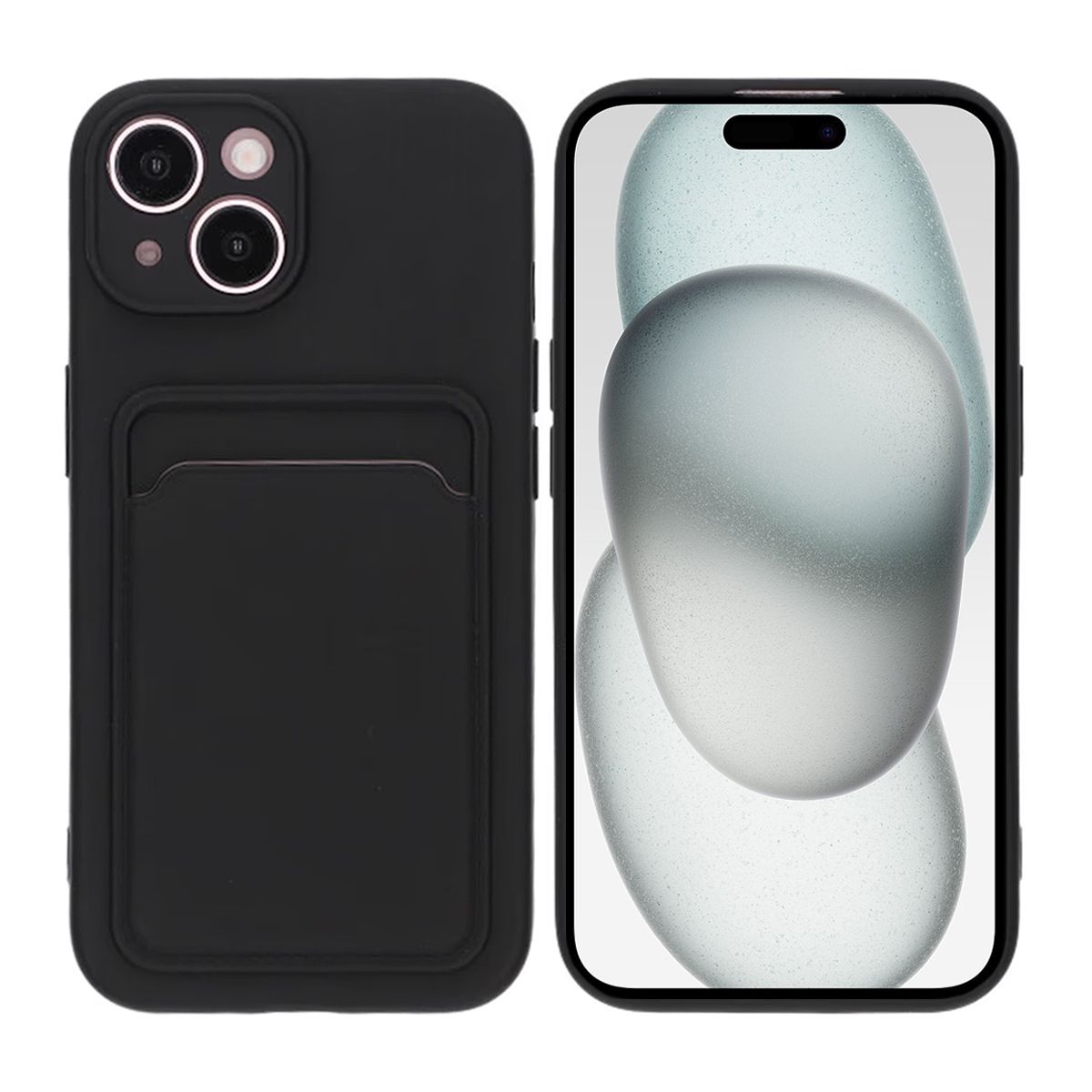 iPhone 14 Plus Silikonskal med Korthållare – Svart