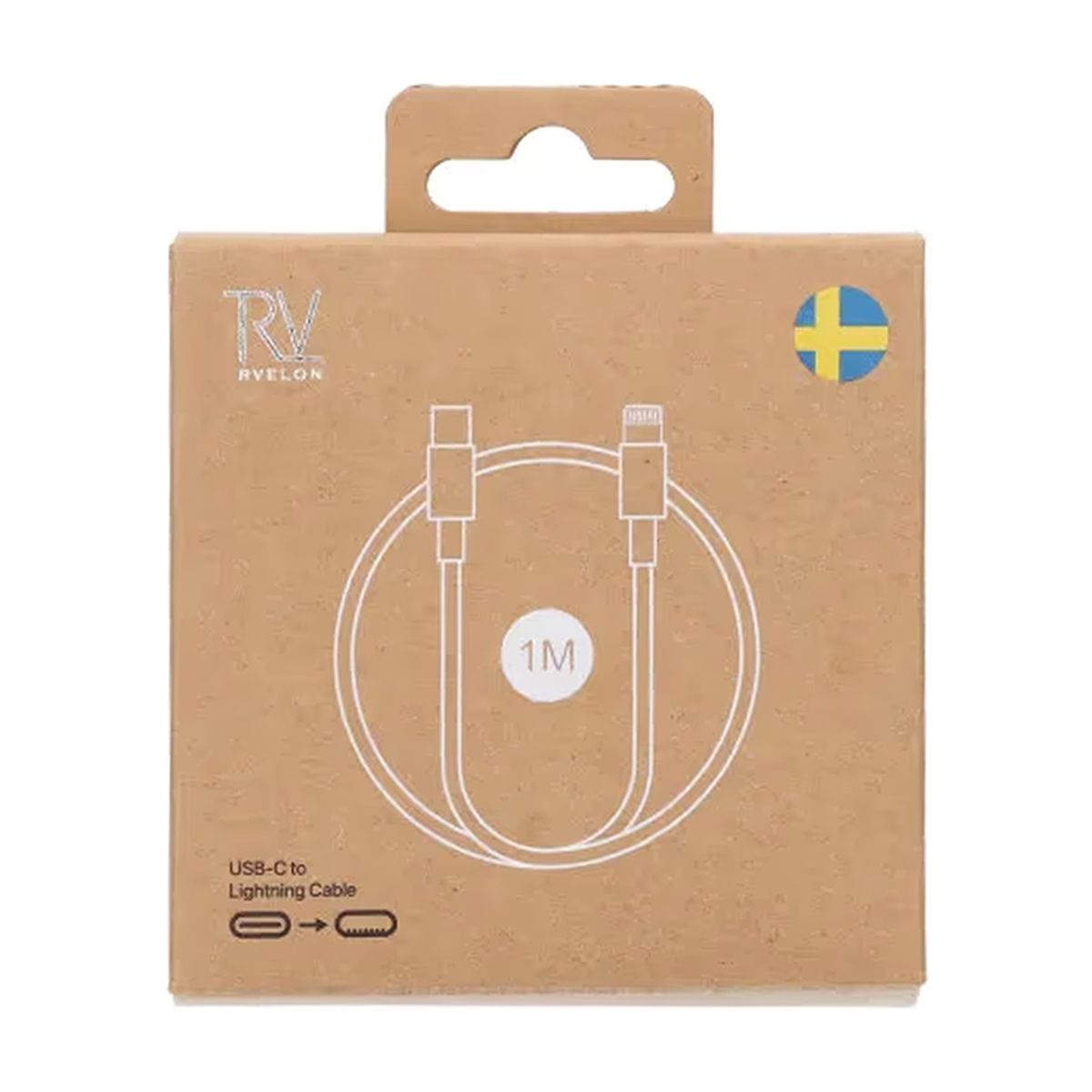 Rvelon USB-C till Lightning Kabel 1m – Vit
