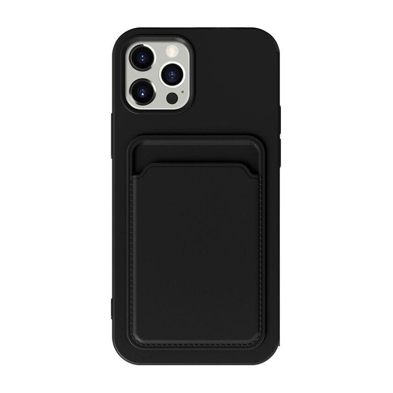iPhone 15 Pro Silikonskal med Korthållare – Svart