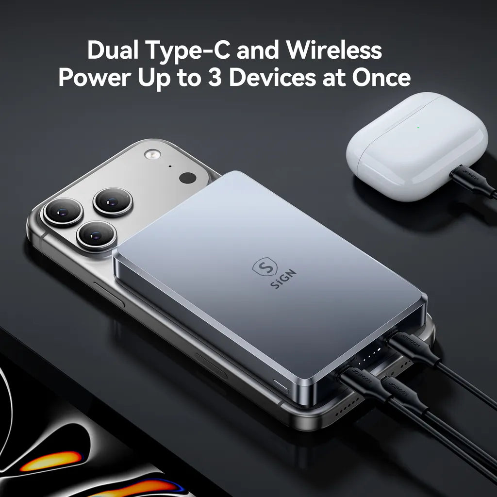 SiGN Magnetisk Powerbank 10000mAh 22,5W – Grå