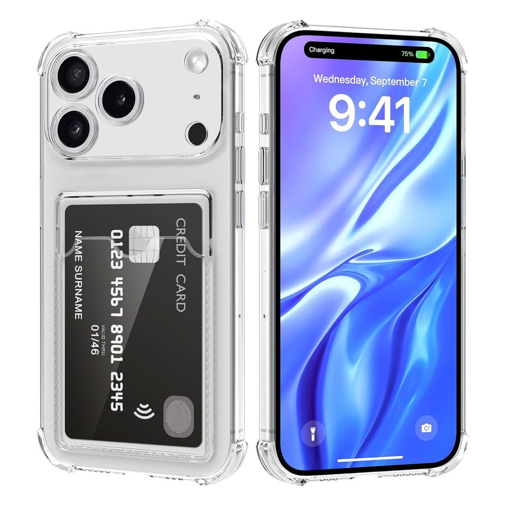 iPhone 17 Pro Max TPU Skal med Korthållare – Transparent