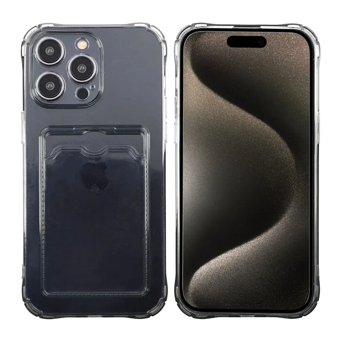iPhone 15 Pro Max TPU Skal med Korthållare – Transparent