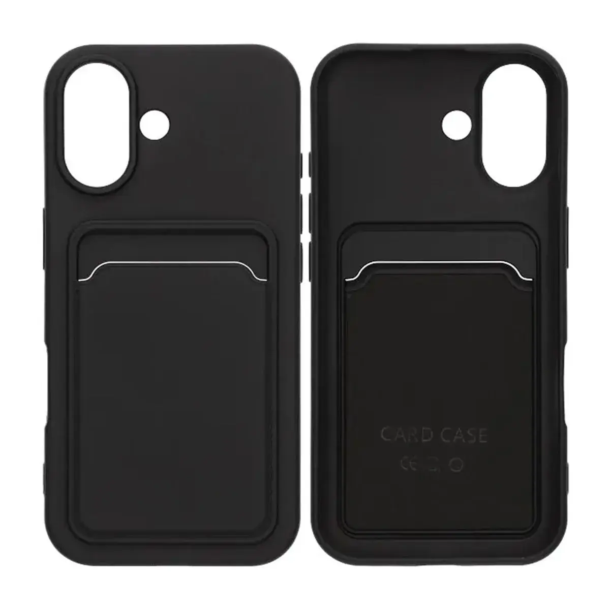 iPhone 16 Silikonskal med Korthållare – Svart