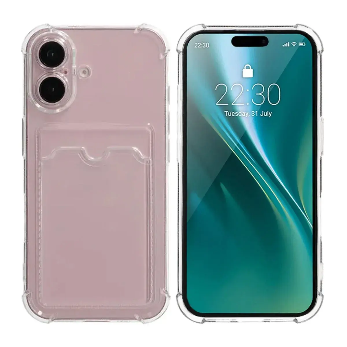 iPhone 16 TPU Skal med Korthållare – Transparent