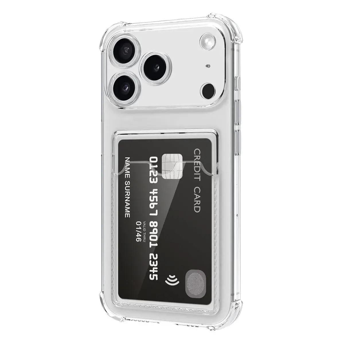 iPhone 17 Pro Max TPU Skal med Korthållare – Transparent
